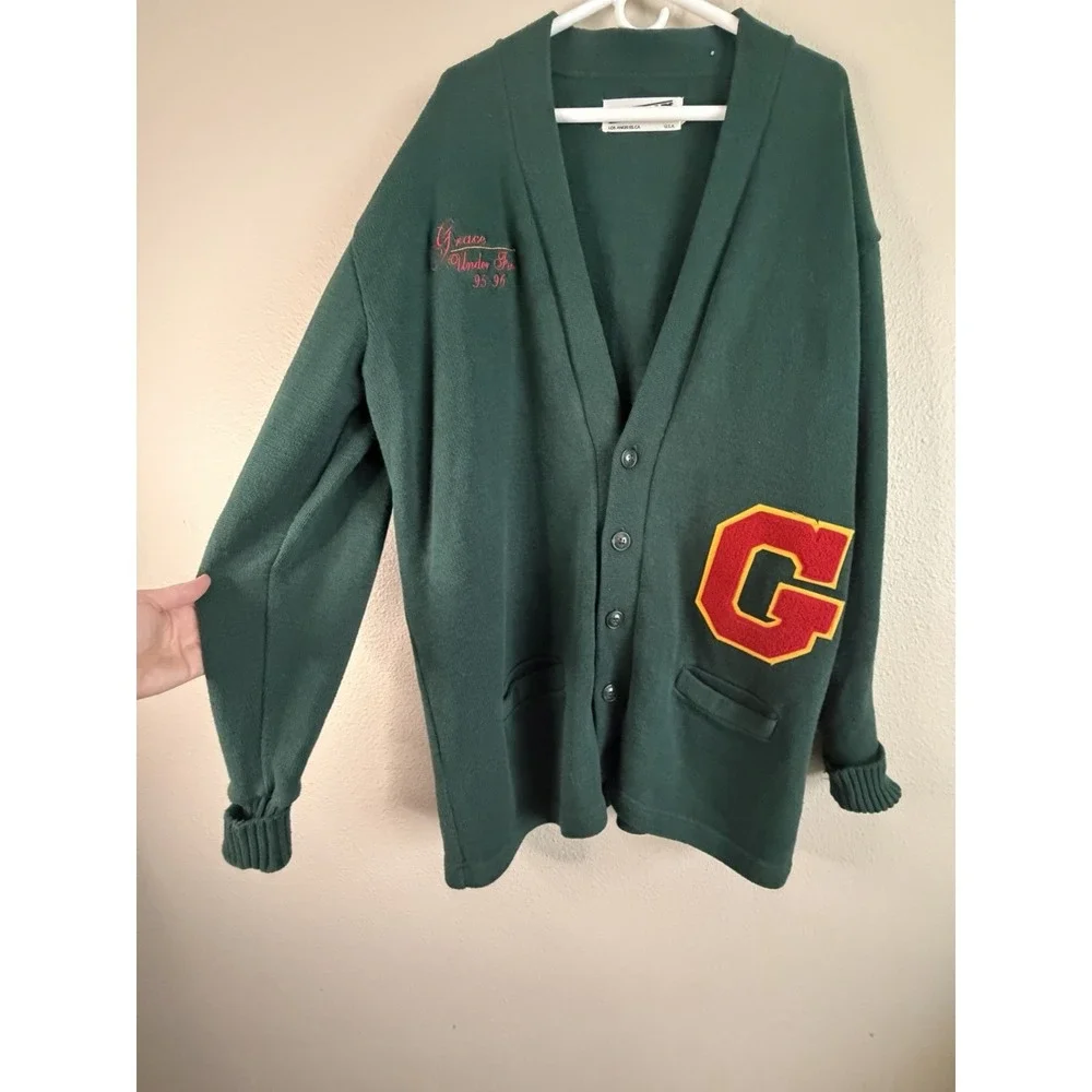 Vintage 90s Grace Under Fire TV Show Cast & Crew Varsity Cardigan Sweater MensXL